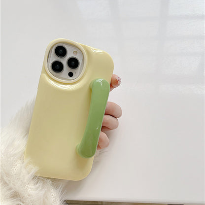 Ins Xiaozhong Makaron Solid Handle Bracket Phone Case