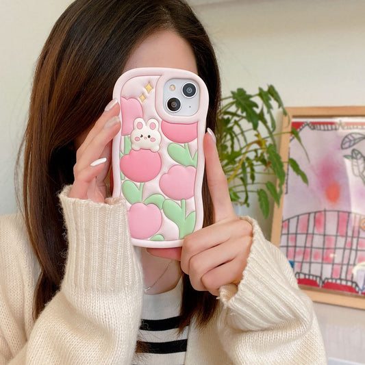 Tulip Rabbit Silicone Mobile Phone Case