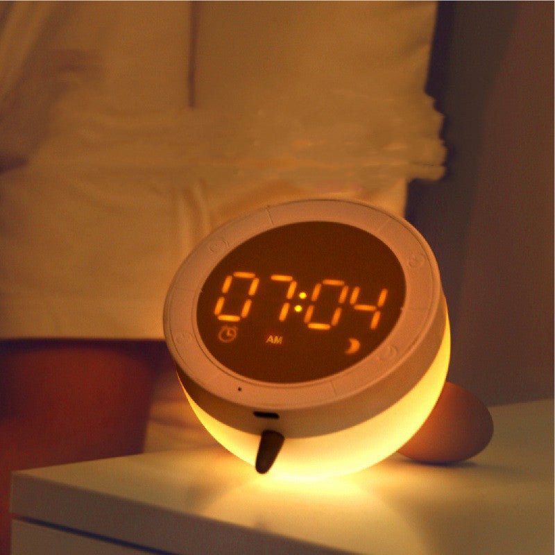 Cute Children With Sleeping Bedside Learning Night Light Alarm Clock